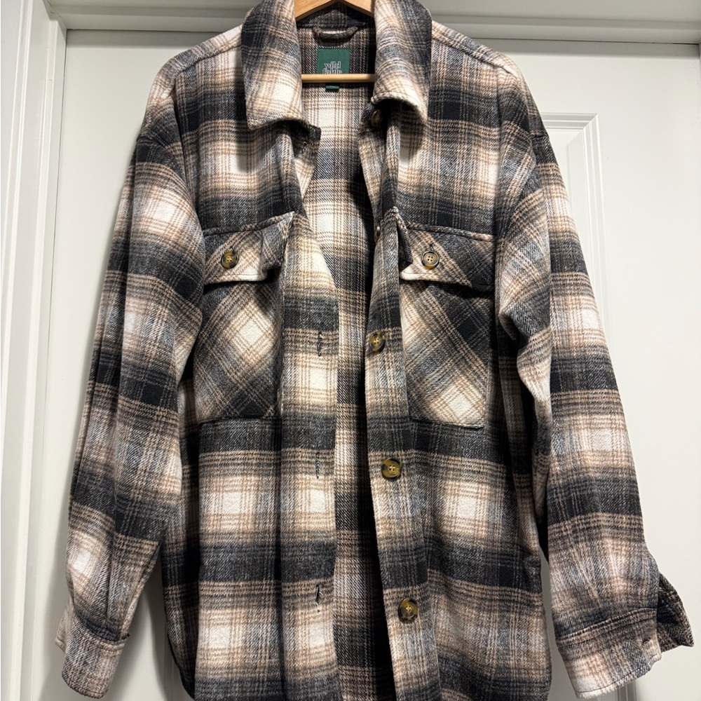 Wild Fable Plaid Utility Jacket in Black and Cream
